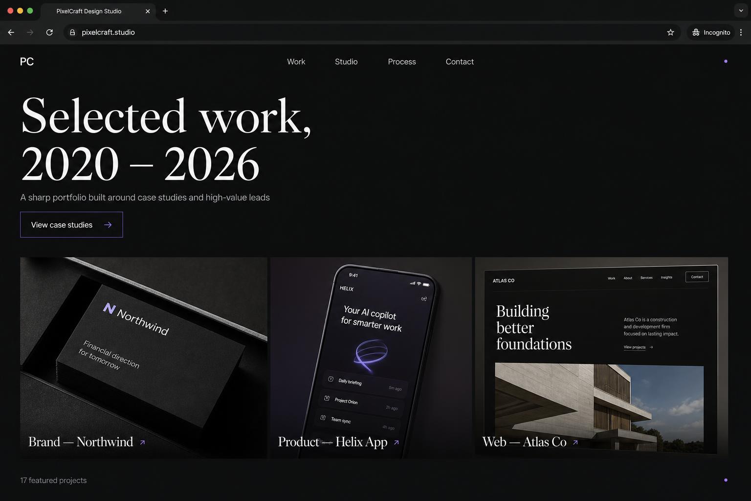 PixelCraft Design — Portfolio website by AgentSite